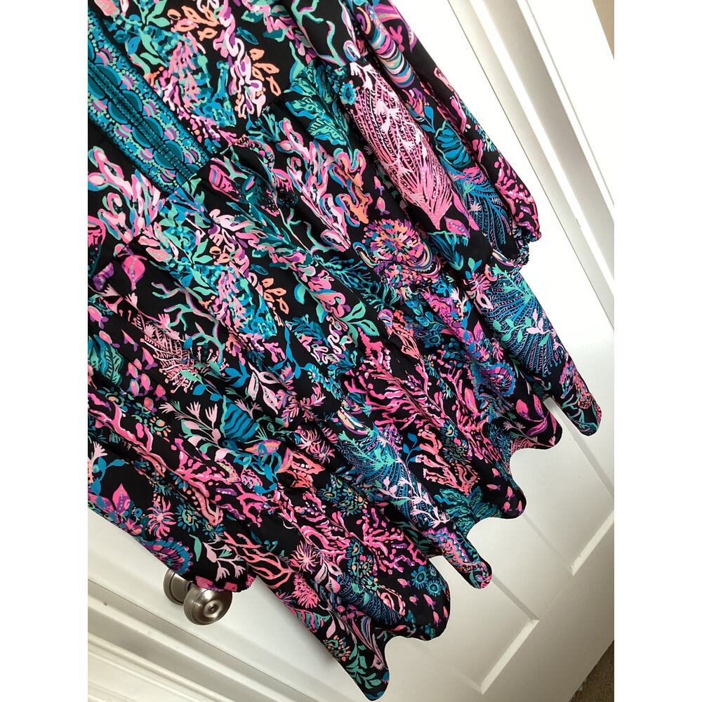 Lilly Pulitzer Ariella Swing Mini Dress Onyx Twilight Coral Engineered SZ Large - Picture 5 of 11